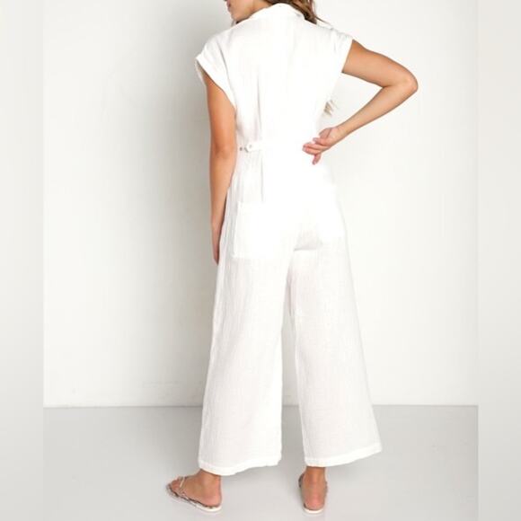 L*Space Stacie Wide Leg Button Front Cotton Utility Jumpsuit Size XL NWT - Picture 5 of 11